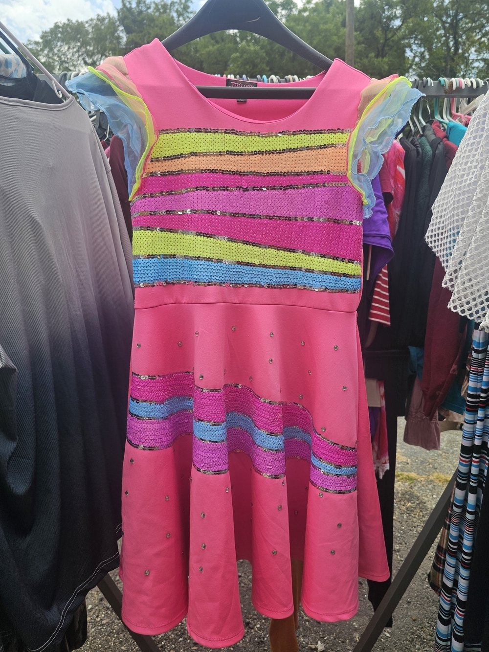 JoJo Siwa Hot Pink Sequin Stripe Party Dress